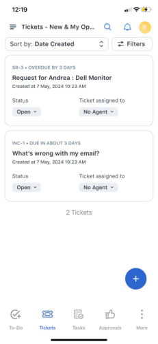 Freshservice Mobile Tickets