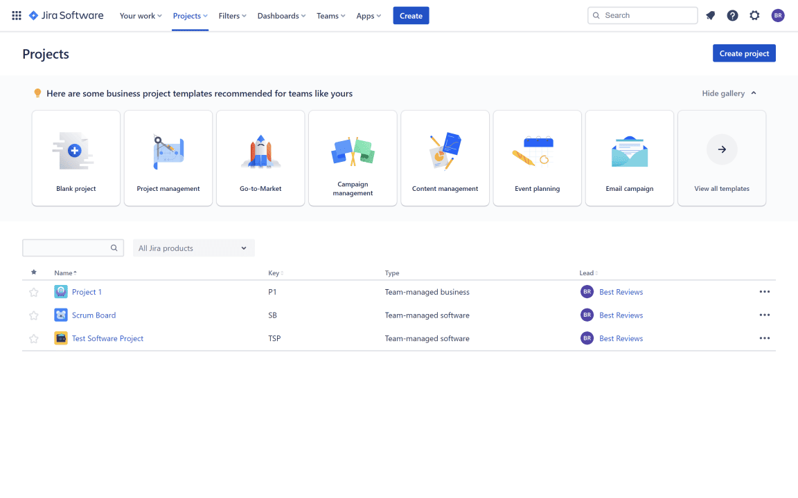 Jira Software Projects