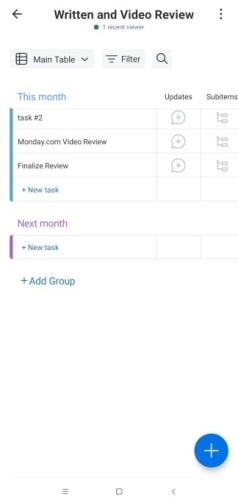 monday.com Mobile App Tasks
